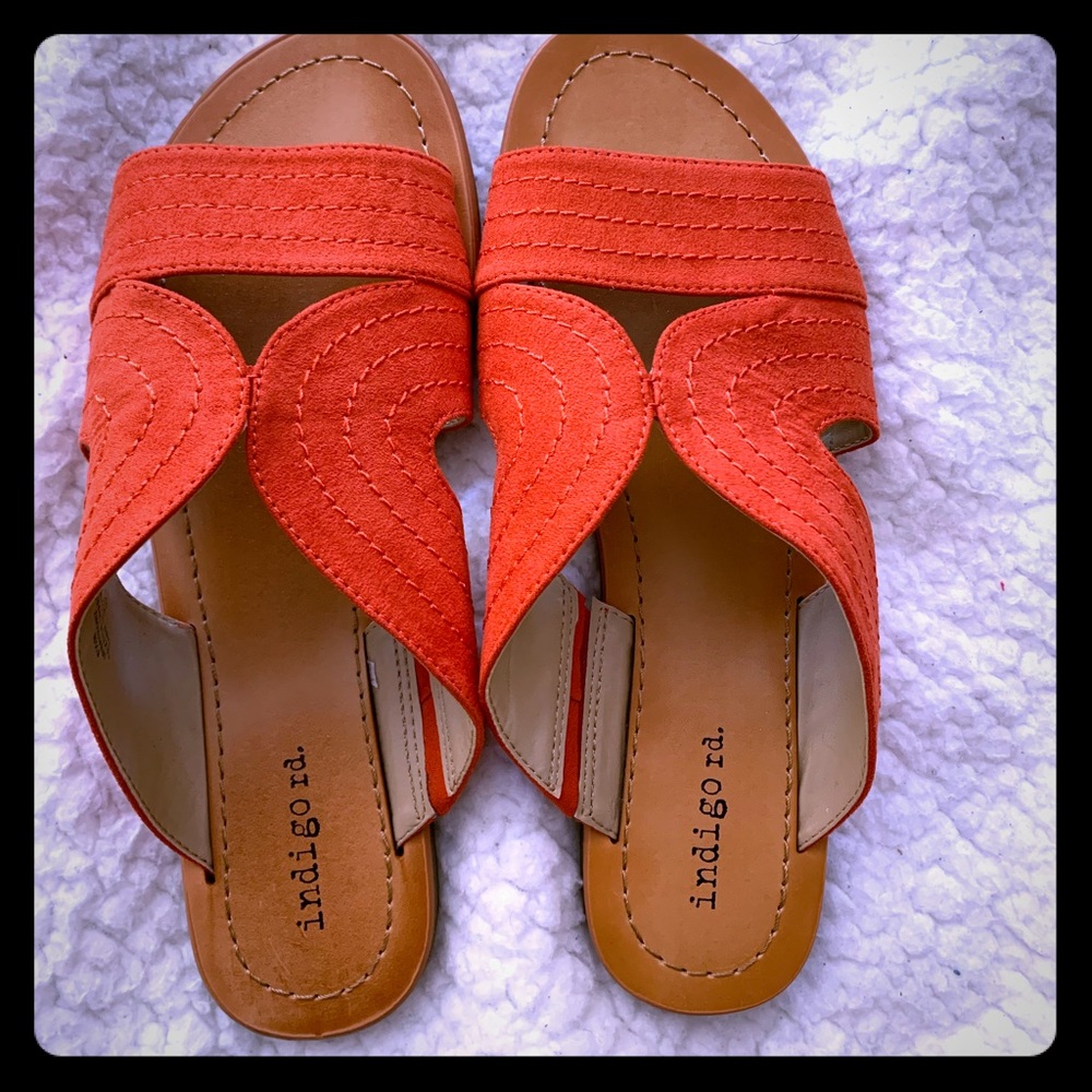 NWOT Orange leather Indigo Rd. sandals size 8.5